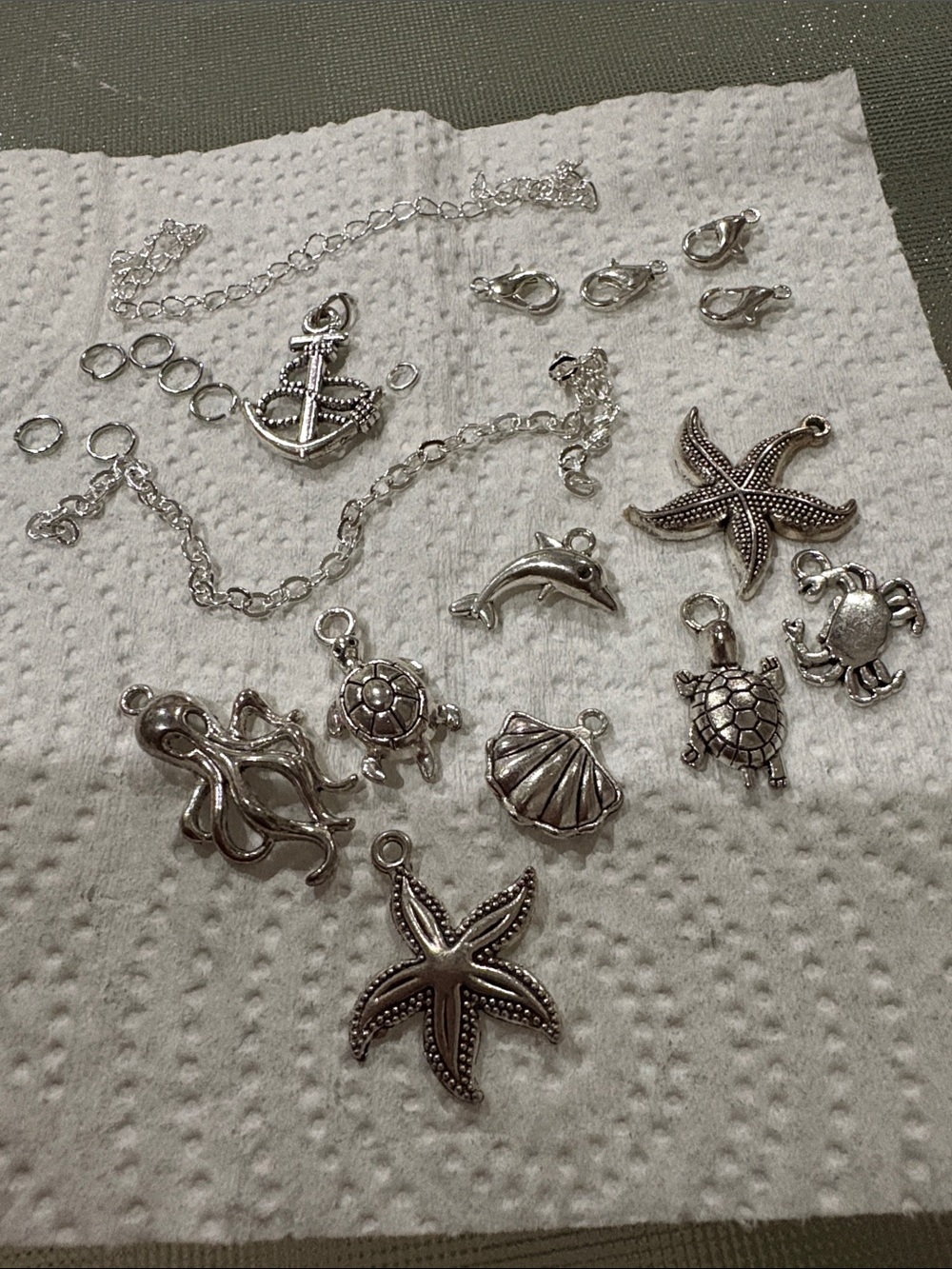 Hand Crafted Silver Sea Life Charm Set